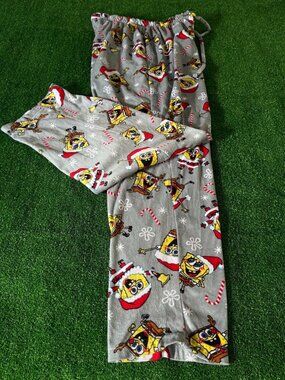 Nickelodeon SpongeBob Santa Christmas Pajama Lounge Pants Gray XL Sleepwear